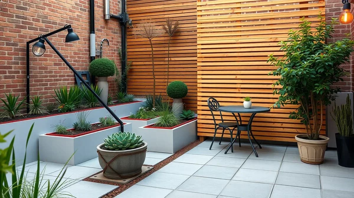 Transformed town courtyard garden with cedar screen