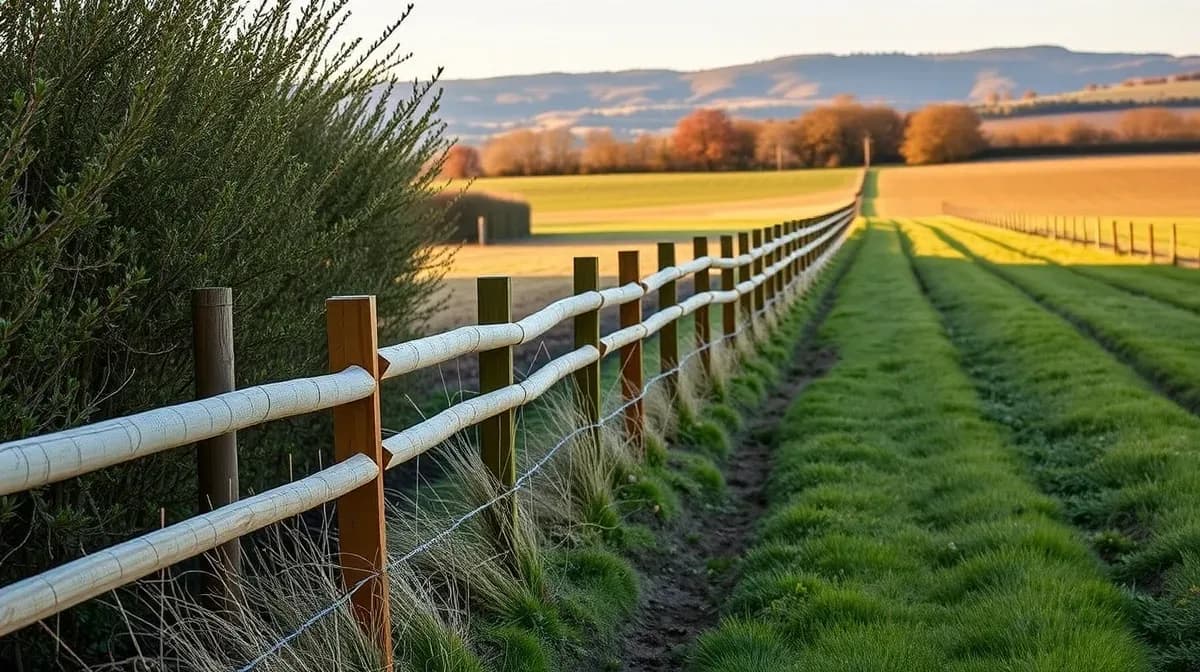 New post-and-rail fence along a paddock boundary